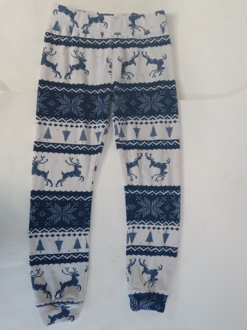 Urban Kids Size Med Blue White Reindeer Pajama Pants Christmas Tree Snowflake